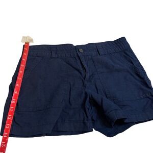 Banana Republic Navy Linen Utility Shorts Women Size 6 Flat Front Pockets